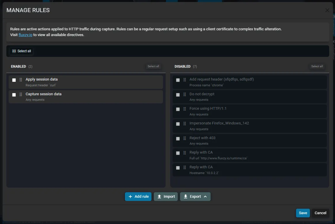 ergonomic manage rules dialog