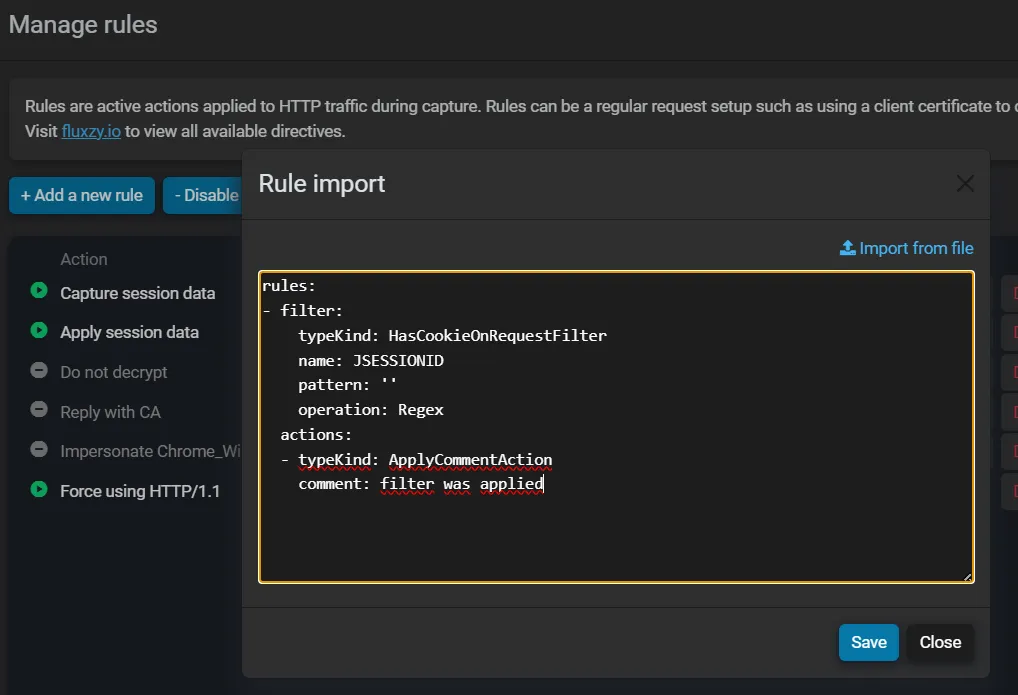 Rules List After Import