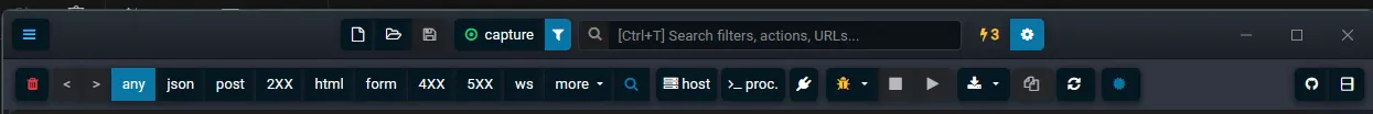 Fluxzy desktop v2 toolbar in Windows