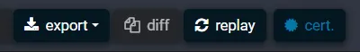 The replay button in the Fluxzy filter toolbar, next to diff and certificates